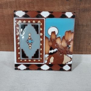 Vintage Earthtones Tile "Serenading Coyotes"